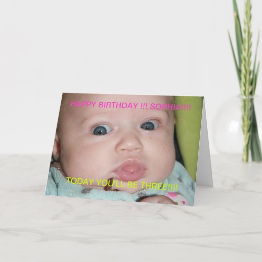 FUNNY FACE BIRTHDAY CARD for Three Year OLD Karte (Vorderseite)