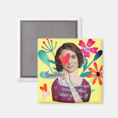 Funny Face | Blume und Herz Schönes Mädchen Magnet (Vorderseite/Rückseite)
