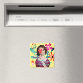 Funny Face | Blume und Herz Schönes Mädchen Magnet (In Situ (Geschirrspüler))