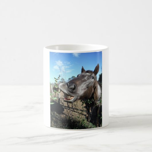 Funny Face braunes Pferd Kaffeetasse (Mittel)
