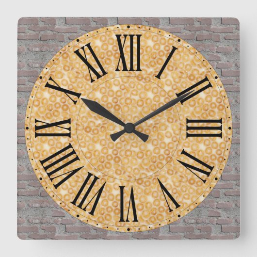 Funny Face / Brick Wall Background Roman Numeral Quadratische Wanduhr (Vorderseite)