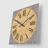 Funny Face / Brick Wall Background Roman Numeral Quadratische Wanduhr (Winkel)