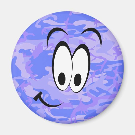 Funny Face Camouflage Pastel Blaues Abstraktes Mus Magnet (Vorne)