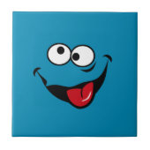 Funny face Cartoon blauer Hintergrund Fliese (Vorderseite)