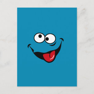 Funny face Cartoon blauer Hintergrund Postkarte