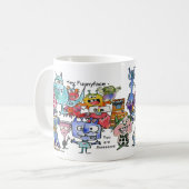 Funny Face Cartoon Monsters Kaffeetasse (Vorderseite Links)
