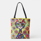 FUNNY FACE CAT IN ABTRACT-BLUME TASCHE (Rückseite)