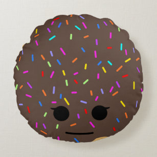 Funny Face Chocolate Donut Round Throw Kissen