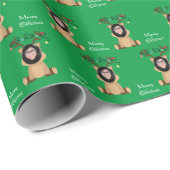 Funny Face Deer Frohe Weihnachts Foto Custom Geschenkpapier (Rolleneckpunkt)