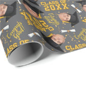 Funny Face Foto Graduation Cap Wrapping Paper Geschenkpapier (Rolleneckpunkt)
