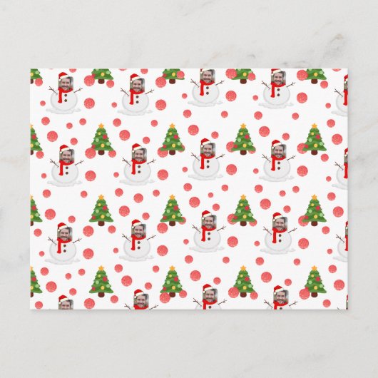 Funny Face Foto Personalisiert Snowman Weihnachten Postkarte (Vorderseite)