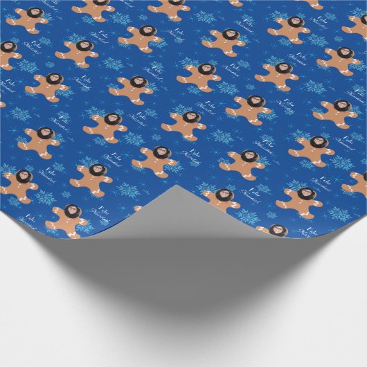 Funny Face Ginger Cookie Frohe Weihnachten Spanisc Geschenkpapier (Ecke)