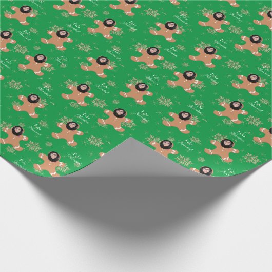 Funny Face Ginger Cookie Frohe Weihnachten Spanisc Geschenkpapier (Ecke)