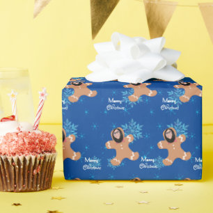 Funny Face Ginger Cookie Frohe Weihnachts-Foto Geschenkpapier