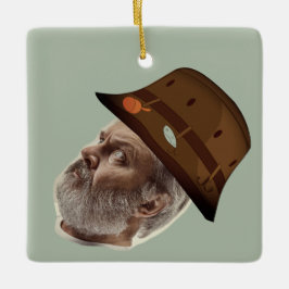 Funny Face Grandpa Foto Angeln Keramik Ornament