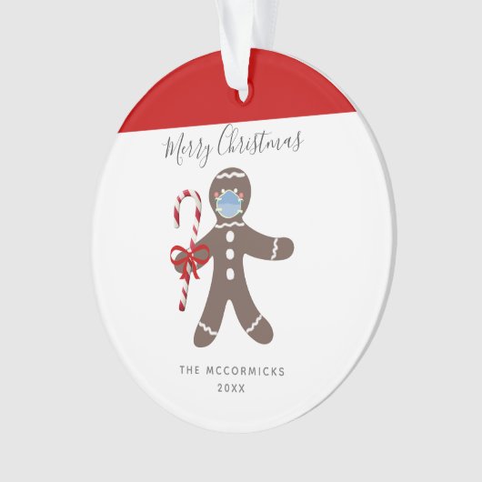 Funny Face Mask Gingerbrot Mann Personalisiert Ornament (Vorderseite)