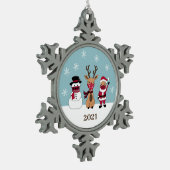 Funny Face Mask Santa Reindeer Snowman Schneeflocken Zinn-Ornament (Links)