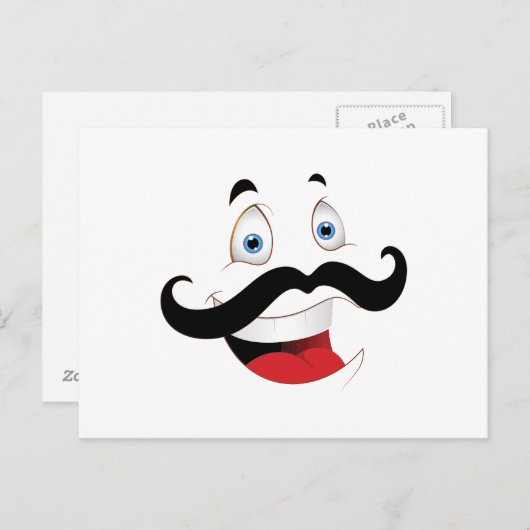 Funny Face mit Mustache Postkarte (Vorne/Hinten)