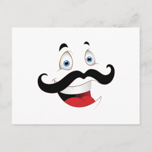 Funny Face mit Mustache Postkarte