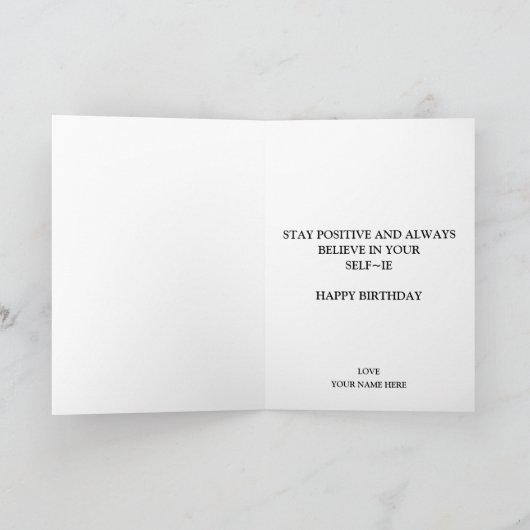 Funny Face Nah Up Selfie Foto Happy Birthday Dankeskarte (Innenseite)