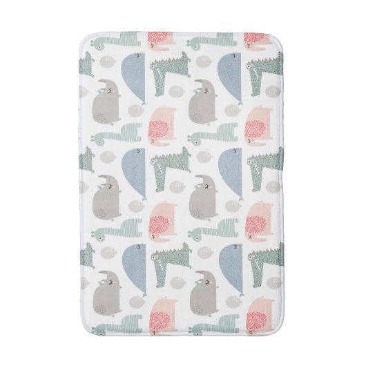 Funny Face Niedlich Doodle Tiermuster Badematte (Vorderseite Vertikal)