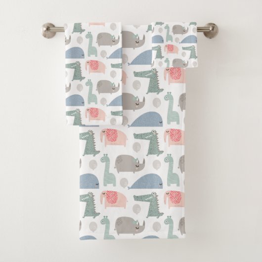 Funny Face Niedlich Doodle Tiermuster Badhandtuch Set (Insitu)