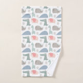 Funny Face Niedlich Doodle Tiermuster Badhandtuch Set (Handtuch)