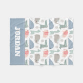 Funny Face Niedlich Doodle Tiermuster Fleecedecke (Vorderseite (Horizontal))