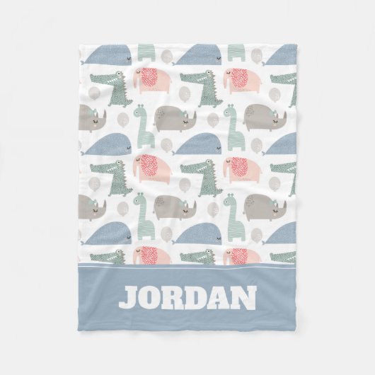 Funny Face Niedlich Doodle Tiermuster Fleecedecke (Vorderseite)