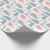 Funny Face Niedlich Doodle Tiermuster Geschenkpapier (Ecke)