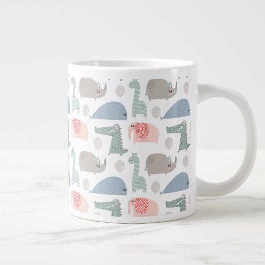 Funny Face Niedlich Doodle Tiermuster Jumbo-Tasse (Rechts)