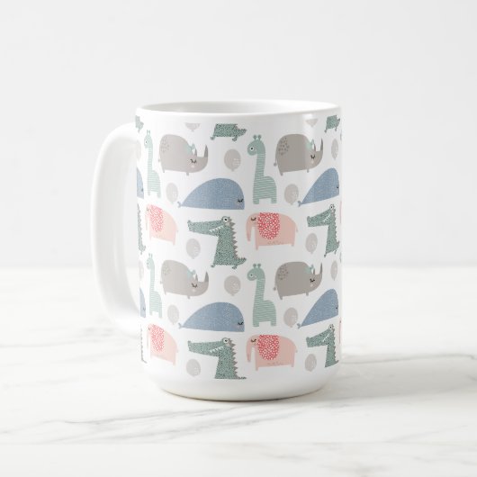 Funny Face Niedlich Doodle Tiermuster Kaffeetasse (Vorderseite Links)