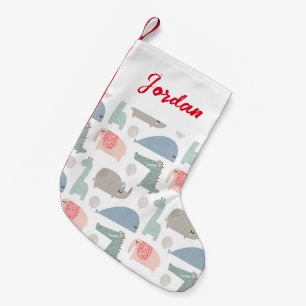 Funny Face Niedlich Doodle Tiermuster Kleiner Weihnachtsstrumpf
