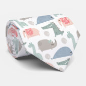 Funny Face Niedlich Doodle Tiermuster Krawatte (Gerollt)