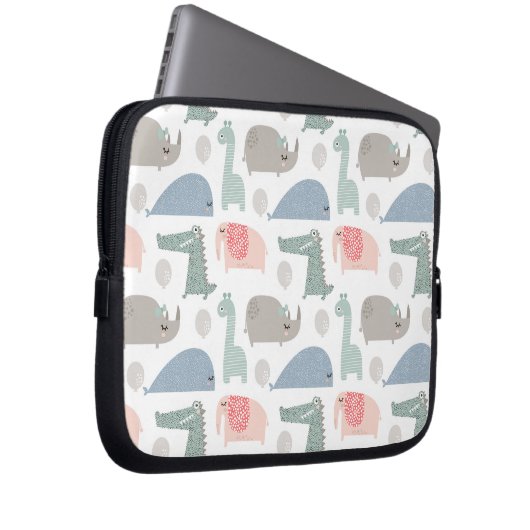 Funny Face Niedlich Doodle Tiermuster Laptopschutzhülle (Vorne Rechts)