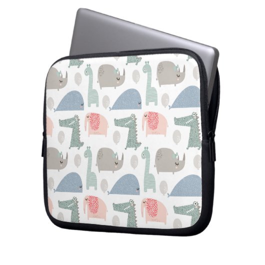 Funny Face Niedlich Doodle Tiermuster Laptopschutzhülle (Vorderseite Links)