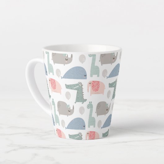 Funny Face Niedlich Doodle Tiermuster Milchtasse (Linke Ecke)