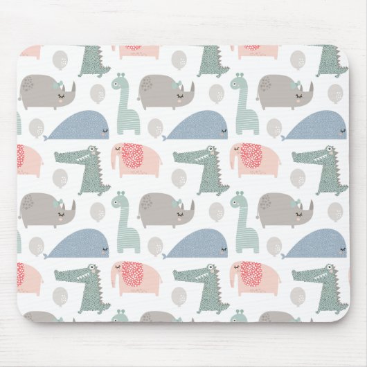 Funny Face Niedlich Doodle Tiermuster Mousepad (Vorne)