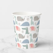 Funny Face Niedlich Doodle Tiermuster Pappbecher (Rückseite)