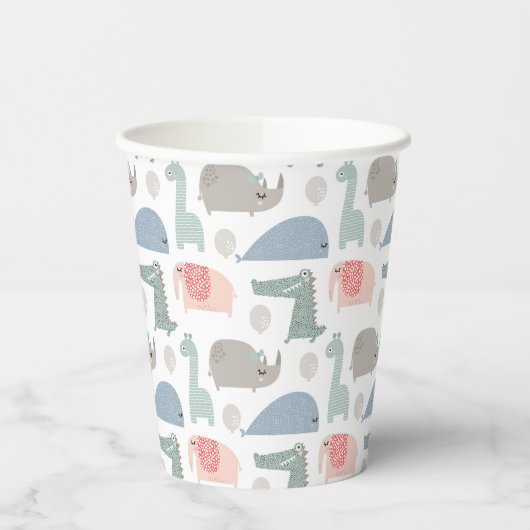 Funny Face Niedlich Doodle Tiermuster Pappbecher (Links)