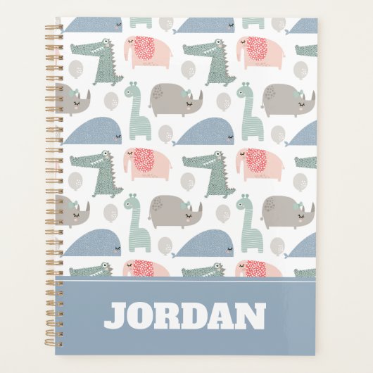 Funny Face Niedlich Doodle Tiermuster Planer (Vorderseite)