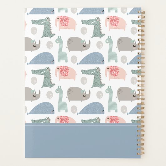 Funny Face Niedlich Doodle Tiermuster Planer (Rückseite)