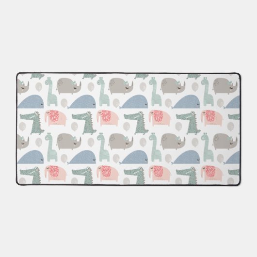 Funny Face Niedlich Doodle Tiermuster Schreibtischunterlage (Vorderseite)