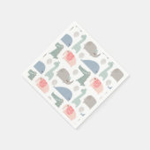 Funny Face Niedlich Doodle Tiermuster Serviette (Ecke)