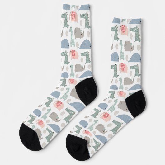 Funny Face Niedlich Doodle Tiermuster Socken (Linkes Detail)