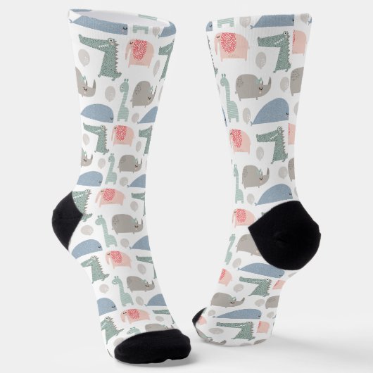 Funny Face Niedlich Doodle Tiermuster Socken (Gewinkelt)