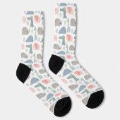 Funny Face Niedlich Doodle Tiermuster Socken (Rechts)