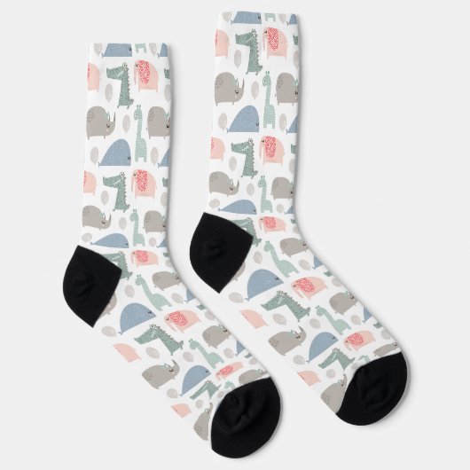 Funny Face Niedlich Doodle Tiermuster Socken (Rechts)