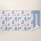 Funny Face Niedlich Doodle Tiermuster Strandtuch (Vorderseite)