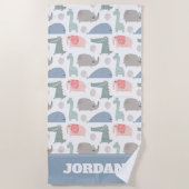 Funny Face Niedlich Doodle Tiermuster Strandtuch (Vorderseite)